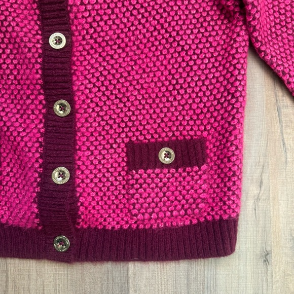 Lilly Pulitzer Pink Burgundy Vintage Vibes Knitted Grandmacore Women’s Cardigan - Picture 4 of 9